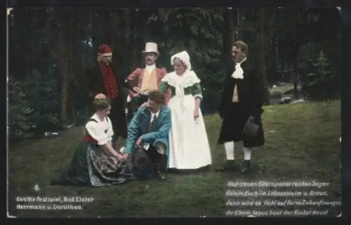 AK Bad Elster, Goethe-Festspielkarte, Herrmann und Dorothea, Und treuen Elternpaares reichen Segen...