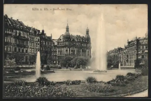 AK Köln-Neustadt, Deutscher Ring mit Fontänen
