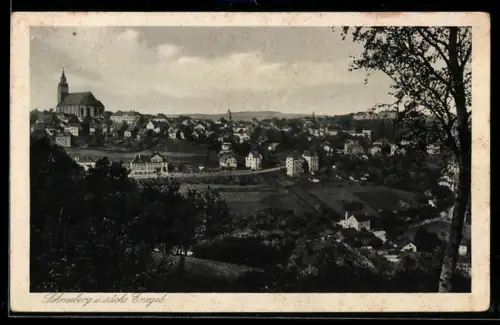 AK Schneeberg i. sächs. Erzgeb., Ortsansicht mit Kirche