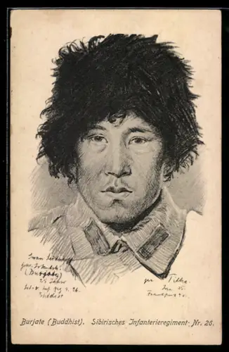 AK Russischer Kriegsgefangener, Burjate, Sibirisches Infanterieregiment Nr. 26