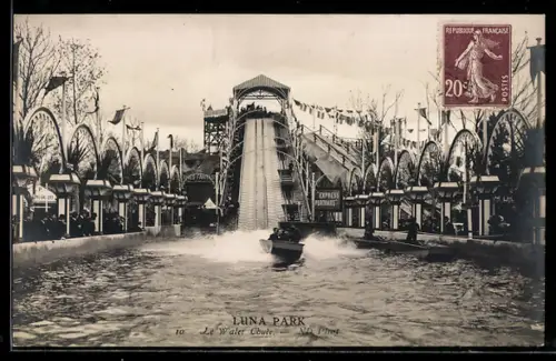 AK Paris, Luna-Park mit Wasser-Rutsche, Volksfest
