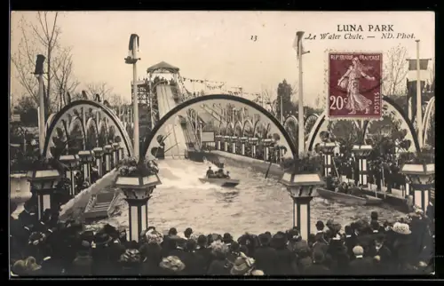 AK Paris, Luna-Park mit Wasser-Rutsche, Volksfest