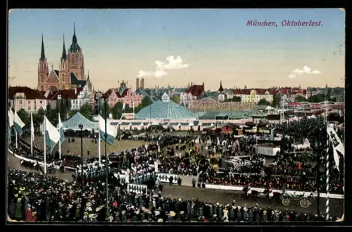 AK München, Oktoberfest aus der Vogelschau