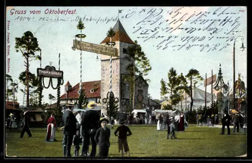 AK München, Besucher auf dem Oktoberfest