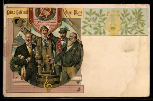 Lithographie Ratingen, 50 jähriges Jubelfest des Städtischen Männer-Gesang-Vereins 1898