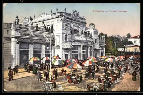 AK Abbazia, Kursaal Quarnero, viele Gäste auf der Terrasse
