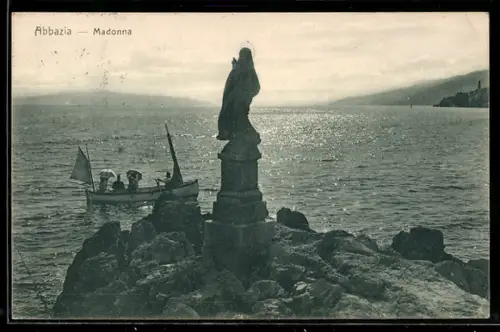 AK Abbazia, Statue Maria am Meer
