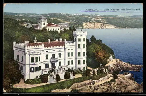 AK Abbazia, Villa Neptun mit Nordstrand