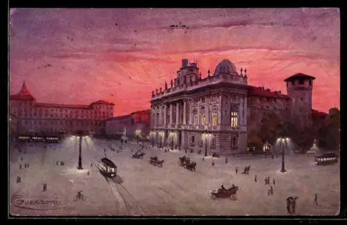 Künstler-AK G. Guerzoni: Torino, Piazza Castello col Palazzo Reale