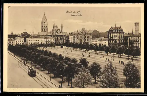 AK Köln a. Rh., Neumarkt mit Strassenbahn