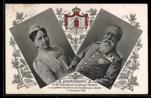 AK Grossherzog Friedrich und Grossherzogin Luise von Baden, Goldene Hochzeit 1906