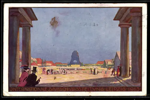 Künstler-AK Leipzig, Internationale Baufach-Ausstellung 1913, Festgelände