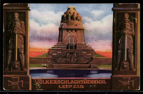 AK Leipzig, Völkerschlachtdenkmal, offizielle Postkarte zur Weihe des Denkmals 1913