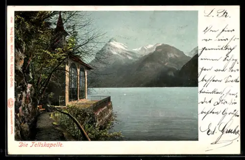 AK Vierwaldstättersee, Tellskapelle am Ufer, um 1900