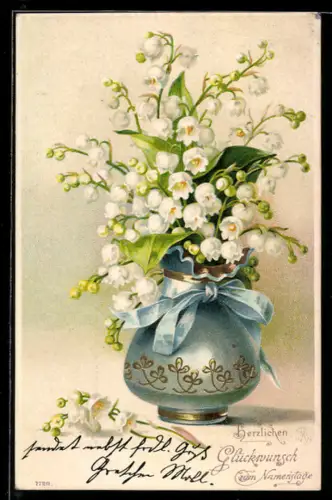 AK Maiglöckchen in einer Vase