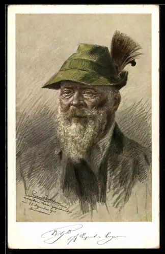 AK Prinzregent Luitpold von Bayern mit Vollbart und Jägerhut