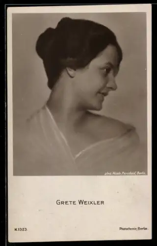 AK Portrait von Schauspielerin Grete Weixler im Profil