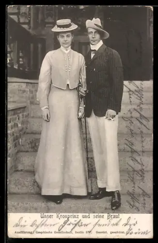 AK Kronprinz Wilhelm von Preussen im Anzug mit seiner Gattin