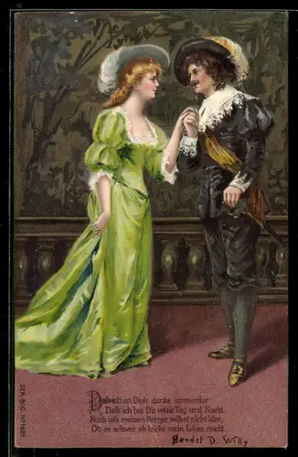 AK Behüt Dich Gott! Edler Herr bittet die feine Dame zum Tanz