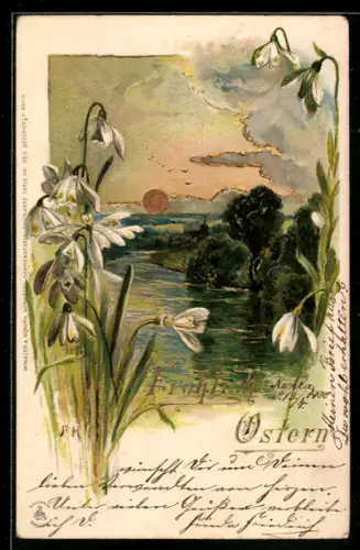 AK Schneeglöckchen, Landschaftsidylle um 1900