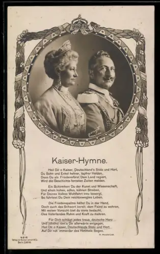 AK Unser Kaiserpaar & Kaiser-Hymne