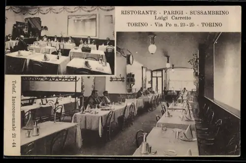 AK Torino, Ristorante Parigi Sissambrino, Luigi Carretto, Via Po 23-25