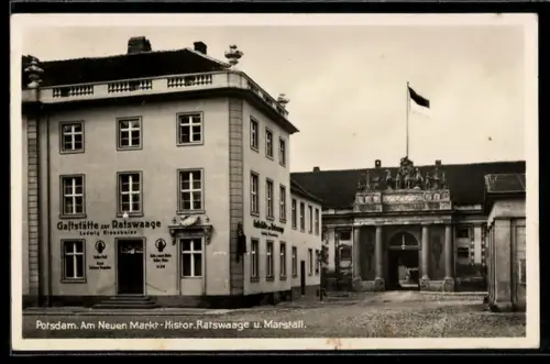 AK Potsdam, Gaststätte zur Ratswaage, Bes. L. Eisenbeiss, Neuer Markt 10