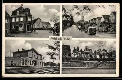 AK Wickede /Ruhr, Verschiedene Ortspartien mit Kirche und Bahnhof