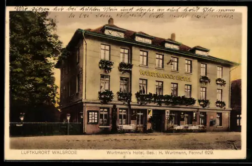 AK Walsrode, Wurtmanns Hotel in der Aussenansicht, Bes. H. Wurtmann