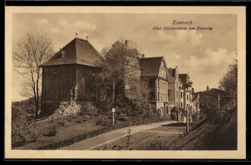 AK Eisenach, Alter Glcokenturm in der Strasse Domweg