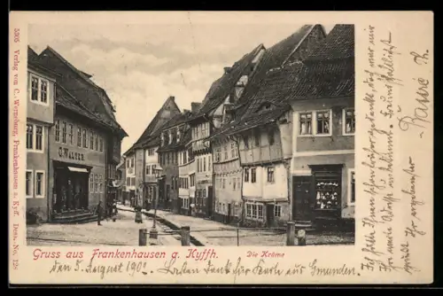 AK Frankenhausen a. Kyffh., Strasse Die Kräme, Geschäft von C. Walter