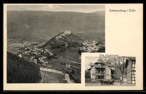 AK Schwarzburg i. Thür., Hotel Villa Friedrichstal, Ortsansicht