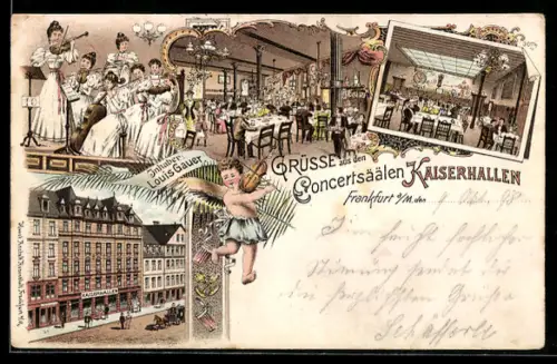 Lithographie Frankfurt a. M., Gaststätte und Konzertsäle Kaiserhallen, Inh. Louis Gauer