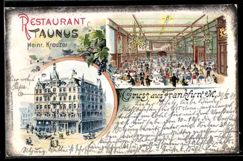 Lithographie Frankfurt /Main, Restaurant Taunus, Saal