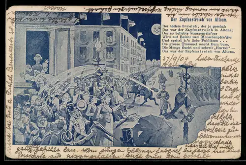 Künstler-AK Hamburg-Altona, Der Zapfenstreich von Altona