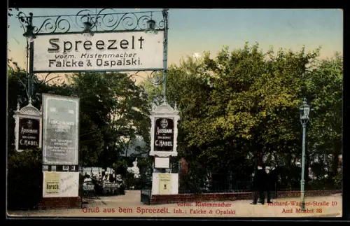 AK Berlin-Tiergarten, Restaurant Spreezelt vorm. Kistenmacher, Inh. Falcke & Opalski, Richard-Wagner-Strasse 10