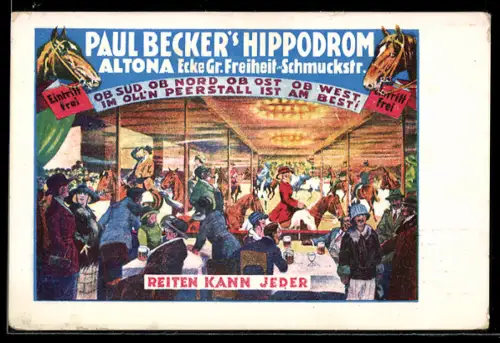 AK Hamburg-Altona, Paul Becker`s Hippodrom, Ecke Gr. Freiheit-Schmuckstrasse, Innenansicht