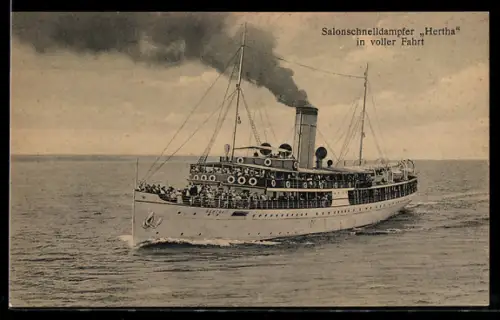 AK Passagierschiff Hertha in voller Fahrt