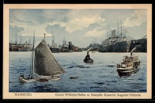 AK Passagierschiff Kaiserin Auguste Viktoria im Kaiser-Wilhelm-Hafen in Hamburg