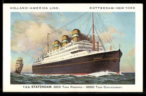 AK Passagierschiff T.S.S. Statendam der Holland-Amerika-Linie auf hoher See