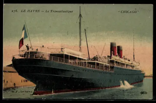 AK Französisches Passagierschiff Chicago im Hafen von Le Havre