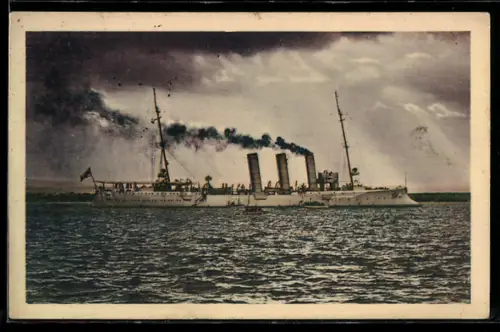 AK Kleiner Kreuzer S.M.S. Hamburg vor der Küste, Kriegsschiff