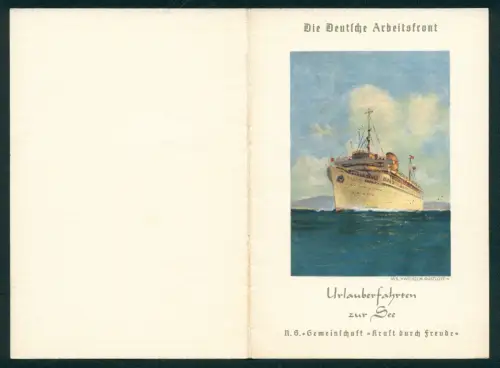 Menükarte 1938, KDF-Urlauberschiff Wilhelm Gustloff, Menü für den 11.7.1938, Grafik Schiff Wilhelm Gustloff