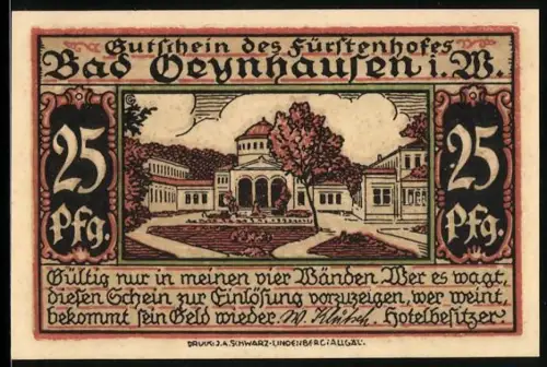 Notgeld Bad Oeynhausen i. W., 25 Pfennig, Hof und Gesellschaftsszene