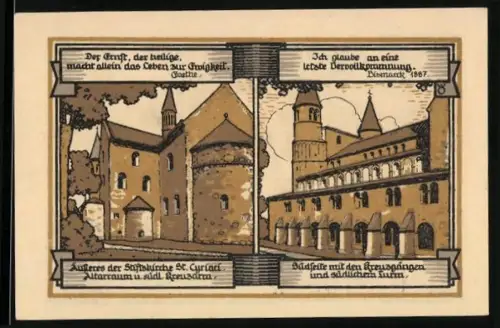 Notgeld Gernrode /Harz 1921, 75 Pfennig, Stiftskirche St. Cyriakus und Engel-Motive
