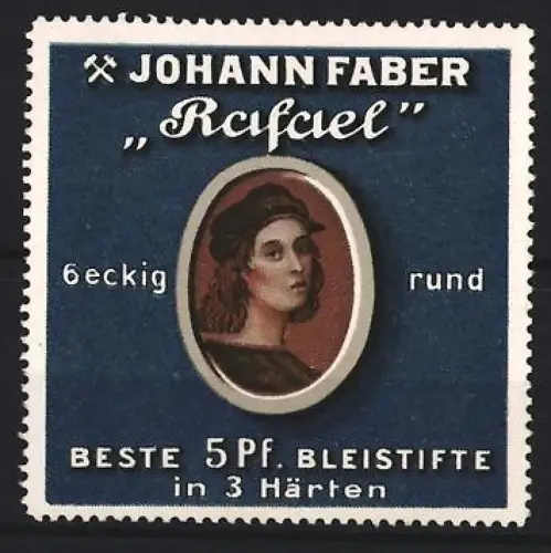 Reklamemarke Johann Faber, Bleistifte Marke Rafael, Porträt von Rafael