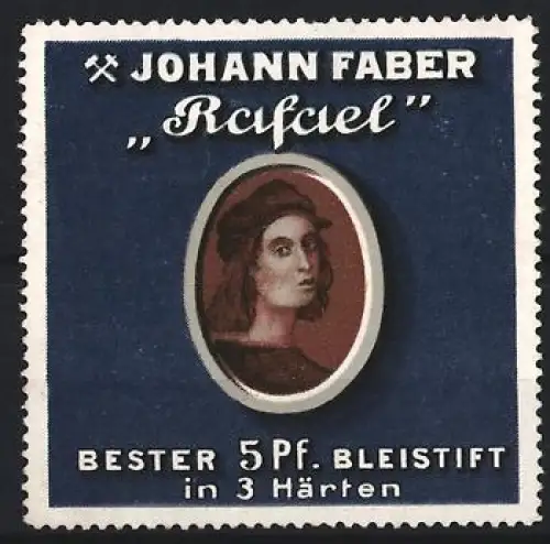 Reklamemarke Johann Faber, Stifte und Schreibutensilien, Bleistifte Marke Rafael, Porträt