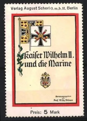 Reklamemarke Berlin, Willy Stöwer, Buch Kaiser Wilhelm II. und die Marine, Kreuz und Wappen