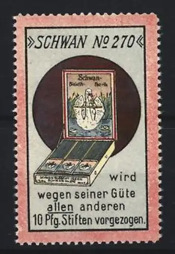 Reklamemarke Schwan, Schwan Bleistifte, Schachtel mit Bleistiften