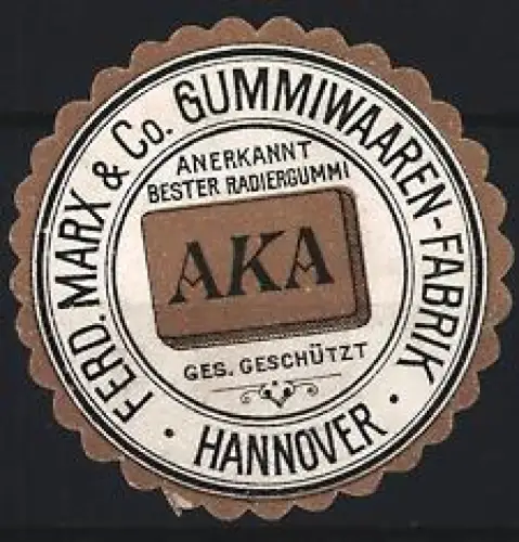 Reklamemarke Hannover, Ferd. Marx & Co., Gummiwaren-Fabrik, AKA Radiergummi